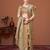 Beige kalamkari printed kantha work banarasi silk cotton designer saree