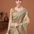 Beige kalamkari printed kantha work banarasi silk cotton designer saree