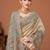 Beige kalamkari print kantha work banarasi saree