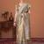 Beige women kalamkari printed kantha work silk cotton banarasi saree