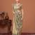 Beige kalamkari printed kantha work tussar saree with matching blouse