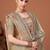 Beige kalamkari printed embroidered banarasi saree