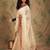 White ethnic motifs embroidered net saree