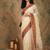 White ethnic motifs embroidered net saree