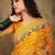 Yellow yellow floral embroidered net sarees