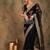 Black black ethnic motifs beads & stones embroidered net saree