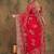 Red ethnic motifs embroidered net saree
