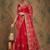 Red ethnic motifs embroidered net saree