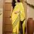 Yellow striped printed saree with unstitched blouse