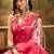 Pink floal printed festive saree