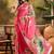 Pink floal printed festive saree