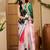 Pink abstract printed saree with unstitched blouse