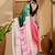 Pink abstract printed saree with unstitched blouse