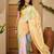 Yellow abstract printed saree with unstitched blouse