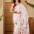 White floral printed saree with unstitched blouse