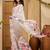 White floral printed saree with unstitched blouse