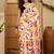 White abstract printed saree with unstitched blouse