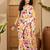 White abstract printed saree with unstitched blouse