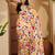White abstract printed saree with unstitched blouse