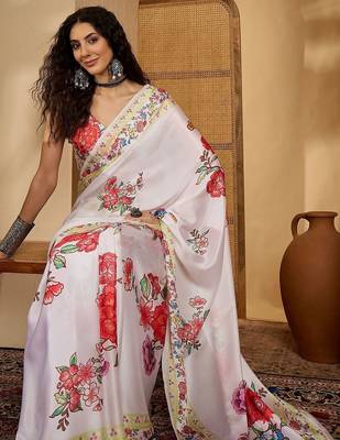 White floral printed saree 5