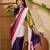 White colourblocked saree with unstitched blouse