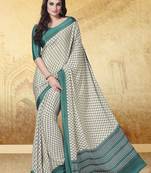 Cream printed saree