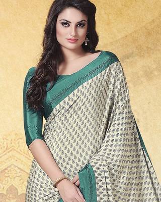 Cream printed saree 2