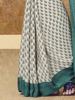 Cream printed saree 4