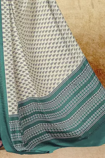 Cream printed saree