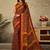 Maroon printed saree with blouse piece