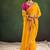 Yellow women geometric embellished sequinned  chiffon designer saree