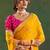 Yellow women geometric embellished sequinned  chiffon designer saree