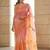 Peach embellished sarees with unstitched blouse piece