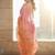 Peach embellished sarees with unstitched blouse piece