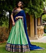 Ethnic Kanchipuram Silk Zari Border Lehenga Set