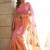 Peach embellished sarees with unstitched blouse piece