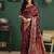 Maroon woven design printed tussar saree with unstiched blouse piece