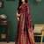 Maroon woven design printed tussar saree with unstiched blouse piece