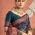 Blue women paisely printed saree with blouse