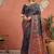 Blue women paisely printed saree with blouse