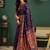 Blue woven design saree with blouse piece