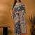 Navy blue kalamkari printed banarasi saree with matching blouse