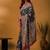 Navy blue kalamkari printed banarasi saree with matching blouse