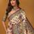 Off white ethnic motifs printed banarasi saree with unstitched blouse piece