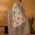 Off white ethnic motifs printed banarasi saree with unstitched blouse piece