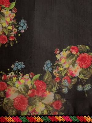 Black black organza printed saree 4