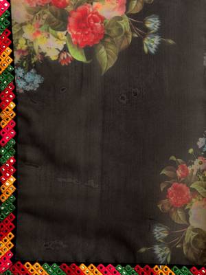 Black black organza printed saree 5