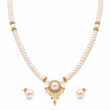 Certified Pearls Royal Gold Halo Necklace Set 1