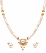 Certified Pearls Royal Gold Halo Necklace Set