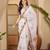 White embroidered belted saree with blouse piece
